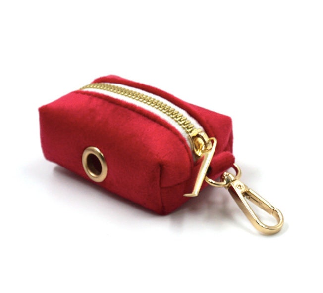Personalised Dog Collar, Matching Bowtie, Leash, Harness and Poop Bag in Red and Gold, Great for New Year and Christmas