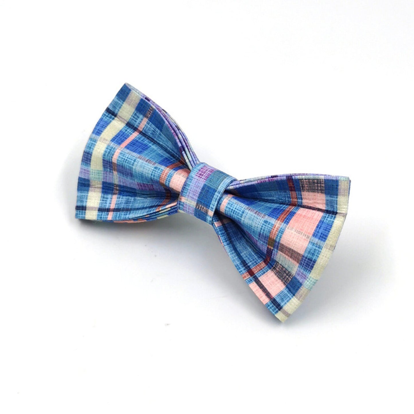Custom Blue Plaid Personalised Dog Collar, Matching Dog Bowtie, Dog Leash, Dog Harness and Dog Poop Bag