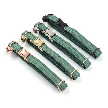 Personalised Thick Velvet Stripe Cat Puppy Small Dog Collar with Detachable Bowtie Free Name Engraving