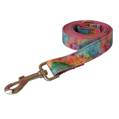 Personalised Pink Nebula Tie Dye Dog Collar with Name Dog Leash Set