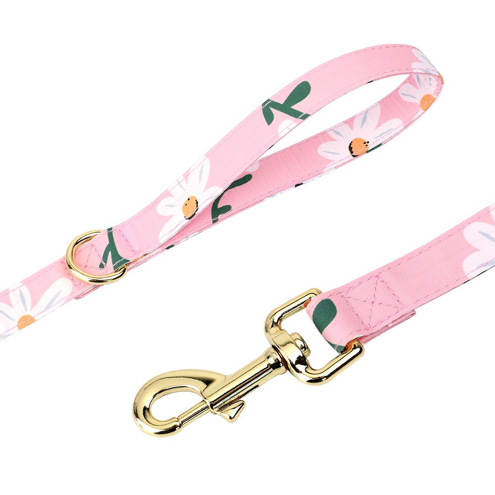 Personalised Dog Collar in Pink and Gorgeous Daisy Floral Pattern