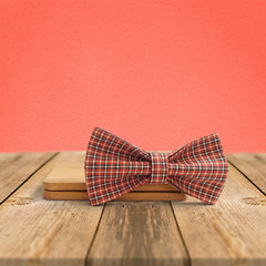 Red Brown Tartan Gingham Plaid Cotton Nylon Mix Fabric Custom Pet Collar for Boy Girl Cat, Puppy and Dog