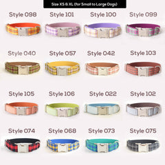 Red Brown Tartan Gingham Plaid Cotton Nylon Mix Fabric Custom Pet Collar for Boy Girl Cat, Puppy and Dog