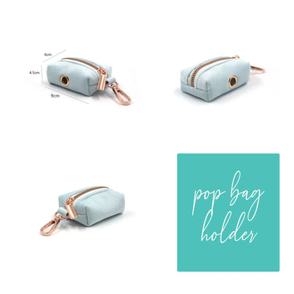 Custom Paled Turquoise Velvet Personalised Dog Collar, Matching Dog Bowtie, Dog Leash, Dog Harness and Dog Poop Bag