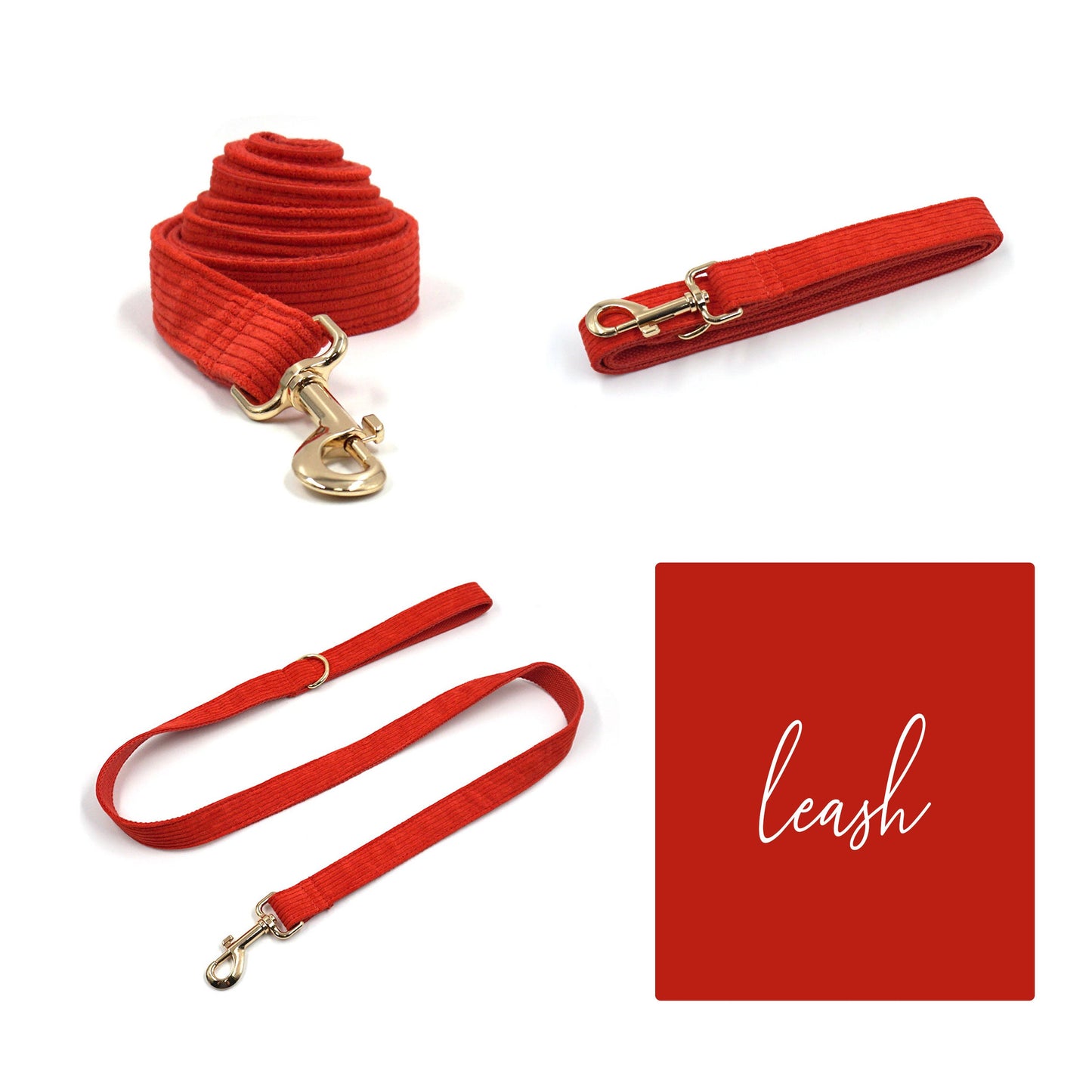 Personalised Dog Harness, Custom Red Corduroy Dog Collar, Dog Bowtie, Dog Leash, Dog Harness and Dog Poop Bag Holder