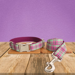 Personalized Dark Purple Tartan Gingham Plaid Cotton Nylon Mix Fabric Custom Pet Collar for Boy Girl Cat, Puppy and Dog