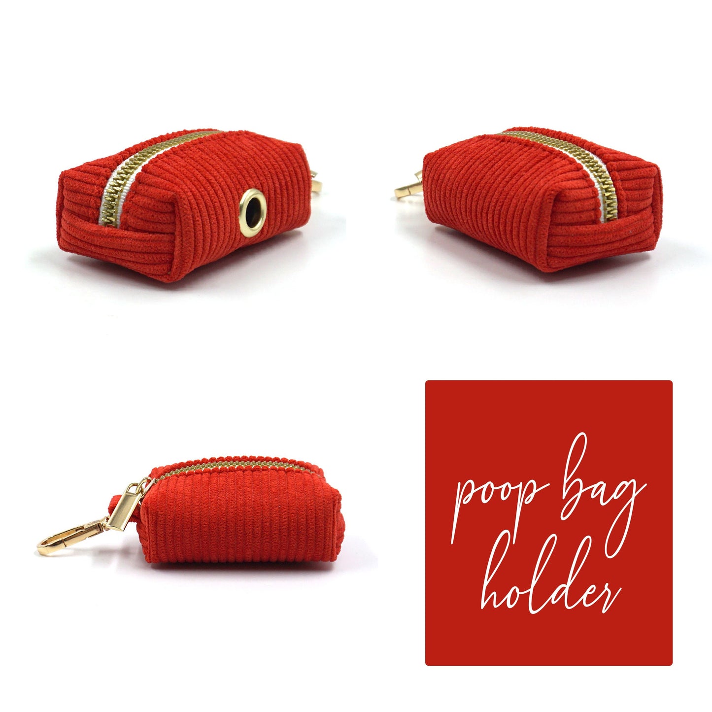 Personalised Dog Harness, Custom Red Corduroy Dog Collar, Dog Bowtie, Dog Leash, Dog Harness and Dog Poop Bag Holder