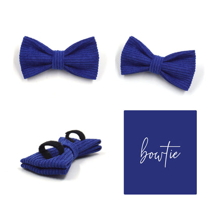 Custom Blue Corduroy Personalised Dog Collar, Matching Dog Bowtie, Dog Leash, Dog Harness and Dog Poop Bag