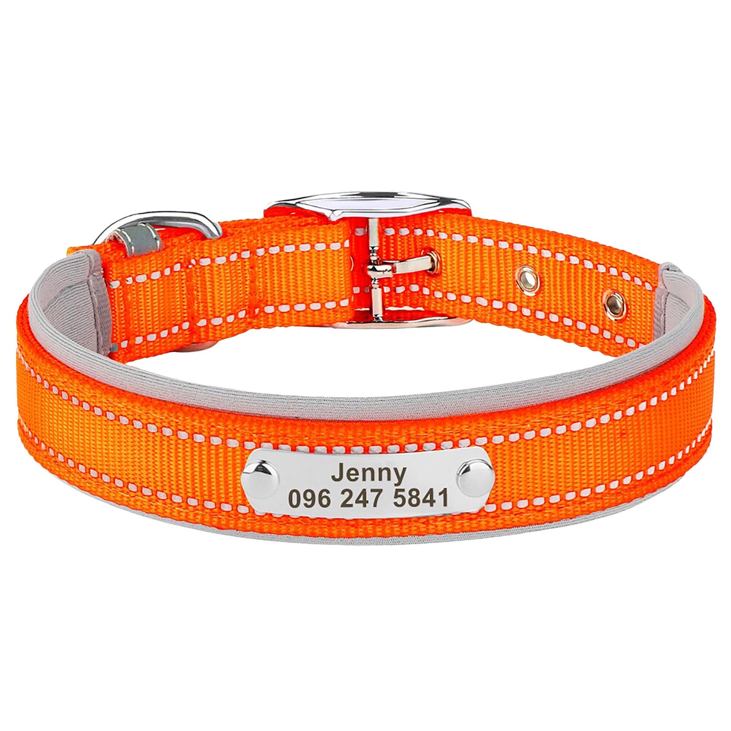 Personalised Reflective Nylon Dog Collar with Custom Name Buckle for Small to Large Dog, Au, Us, Uk, Ca Fast Free Ship