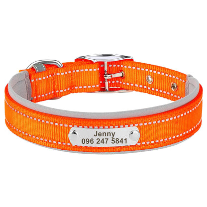 Personalised Reflective Nylon Dog Collar with Custom Name Buckle for Small to Large Dog, Au, Us, Uk, Ca Fast Free Ship