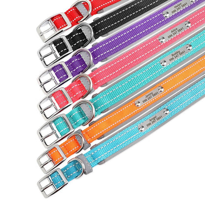 Personalised Reflective Nylon Dog Collar with Custom Name Buckle for Small to Large Dog, Au, Us, Uk, Ca Fast Free Ship
