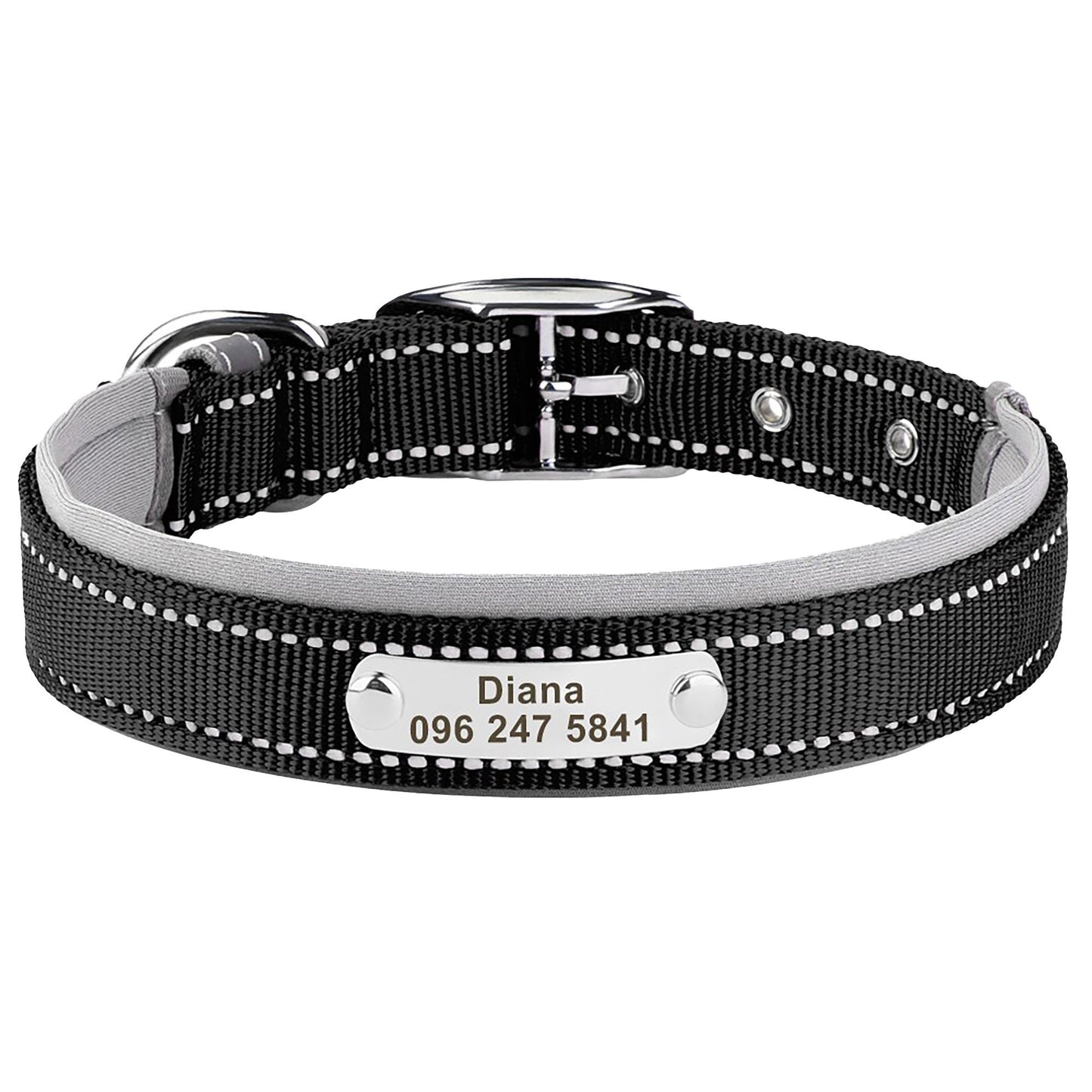 Personalised Reflective Nylon Dog Collar with Custom Name Buckle for Small to Large Dog, Au, Us, Uk, Ca Fast Free Ship