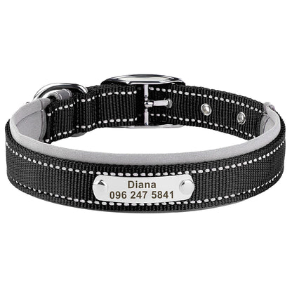 Personalised Reflective Nylon Dog Collar with Custom Name Buckle for Small to Large Dog, Au, Us, Uk, Ca Fast Free Ship