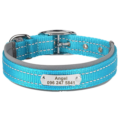 Personalised Reflective Nylon Dog Collar with Custom Name Buckle for Small to Large Dog, Au, Us, Uk, Ca Fast Free Ship