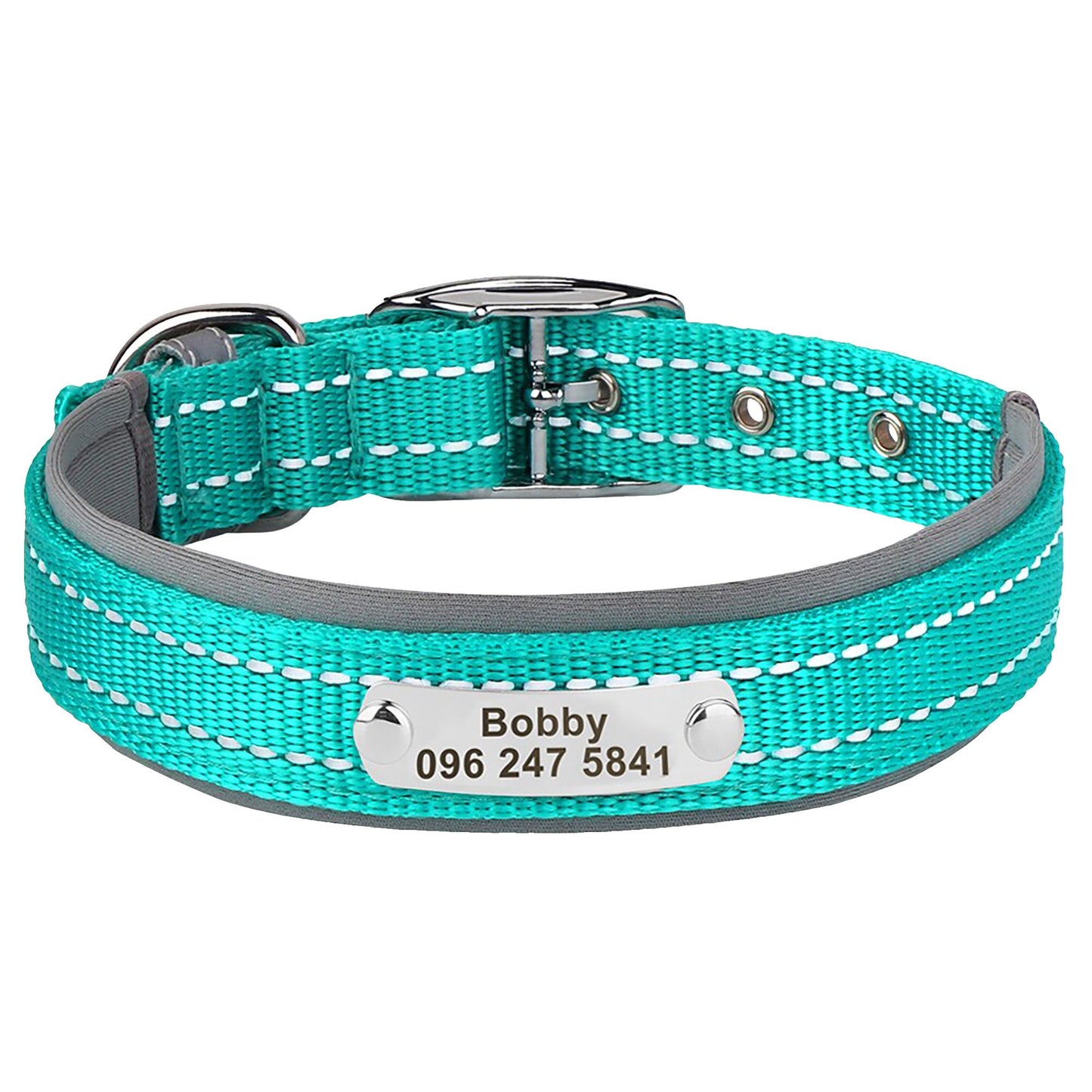 Personalised Reflective Nylon Dog Collar with Custom Name Buckle for Small to Large Dog, Au, Us, Uk, Ca Fast Free Ship