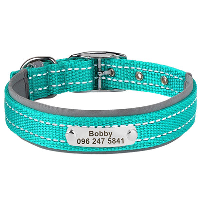 Personalised Reflective Nylon Dog Collar with Custom Name Buckle for Small to Large Dog, Au, Us, Uk, Ca Fast Free Ship