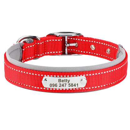 Personalised Reflective Nylon Dog Collar with Custom Name Buckle for Small to Large Dog, Au, Us, Uk, Ca Fast Free Ship