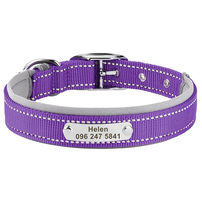 Personalised Reflective Nylon Dog Collar with Custom Name Buckle for Small to Large Dog, Au, Us, Uk, Ca Fast Free Ship