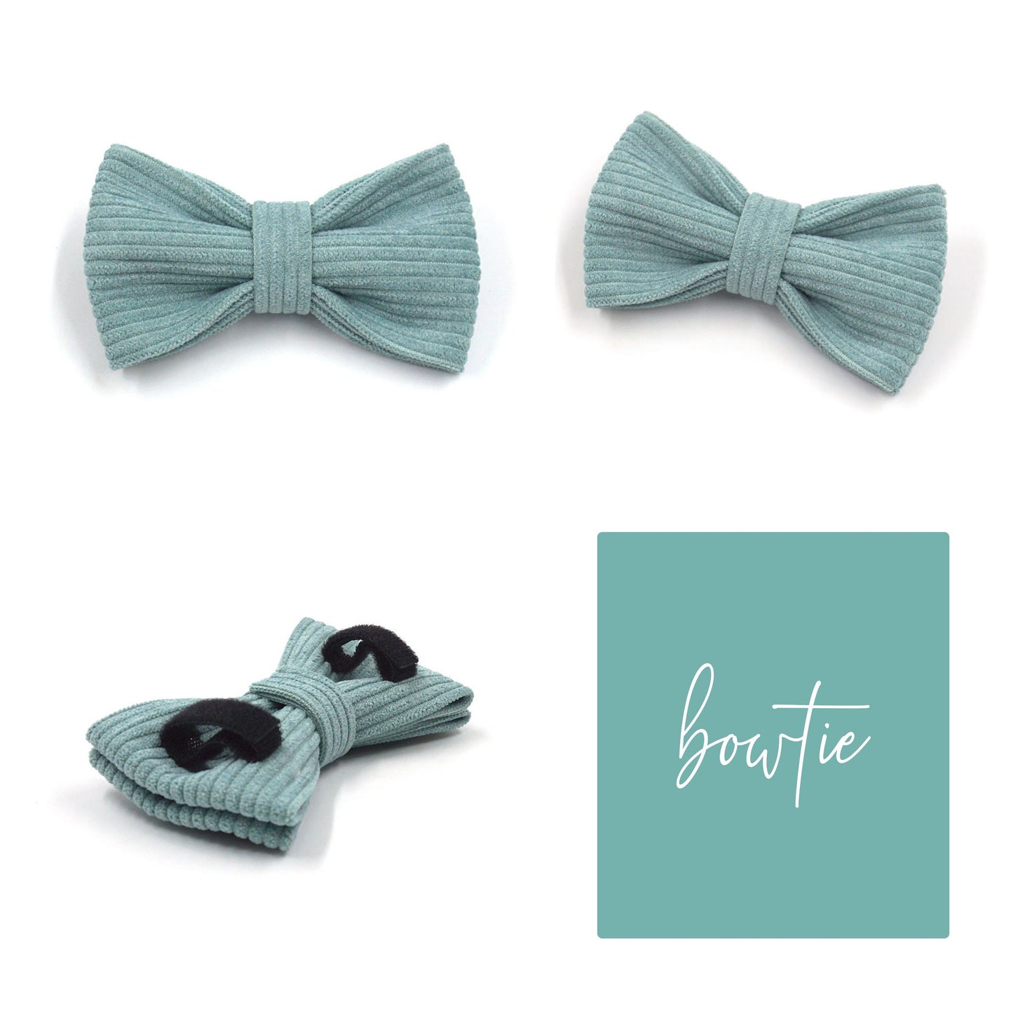 Custom Mint Green Corduroy Personalised Dog Collar, Matching Dog Bowtie, Dog Leash, Dog Harness and Dog Poop Bag