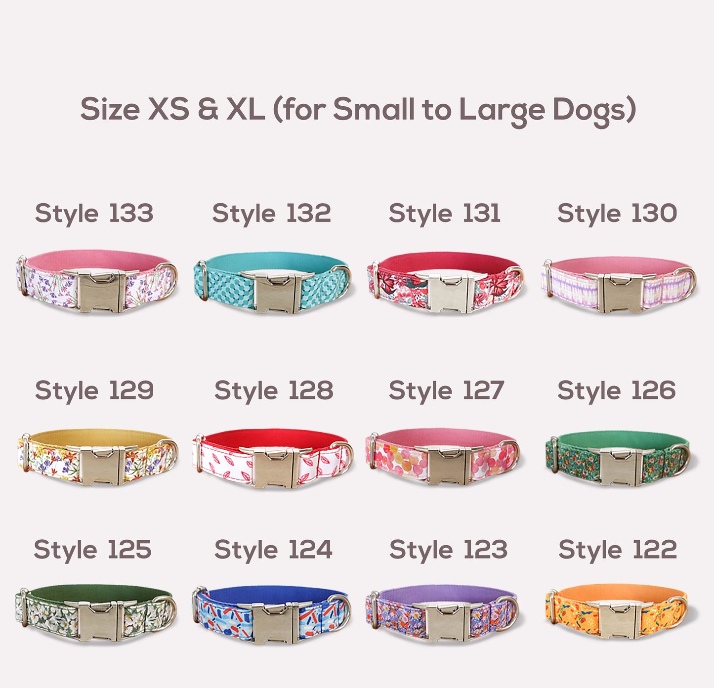 Personalised Dog Collar, Cat Collar, Pink Magic Cotton Nylon Mix Fabric Custom Pet Collar for Boy Girl Cat, Puppy and Dog, Pink Dog Collar