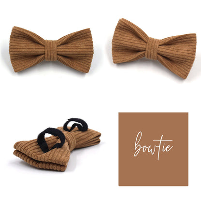 Custom Coffee Brown Corduroy Personalised Dog Collar, Matching Dog Bowtie, Dog Leash, Dog Harness and Dog Poop Bag