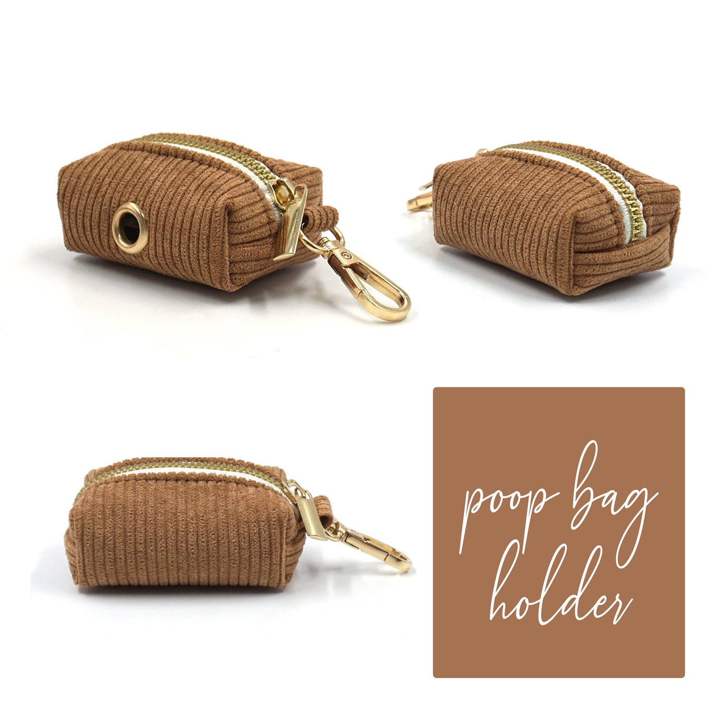 Custom Coffee Brown Corduroy Personalised Dog Collar, Matching Dog Bowtie, Dog Leash, Dog Harness and Dog Poop Bag