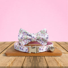 Pink Purple Floral Cotton Nylon Mix Fabric Custom Pet Collar for Boy Girl Cat, Puppy and Dog