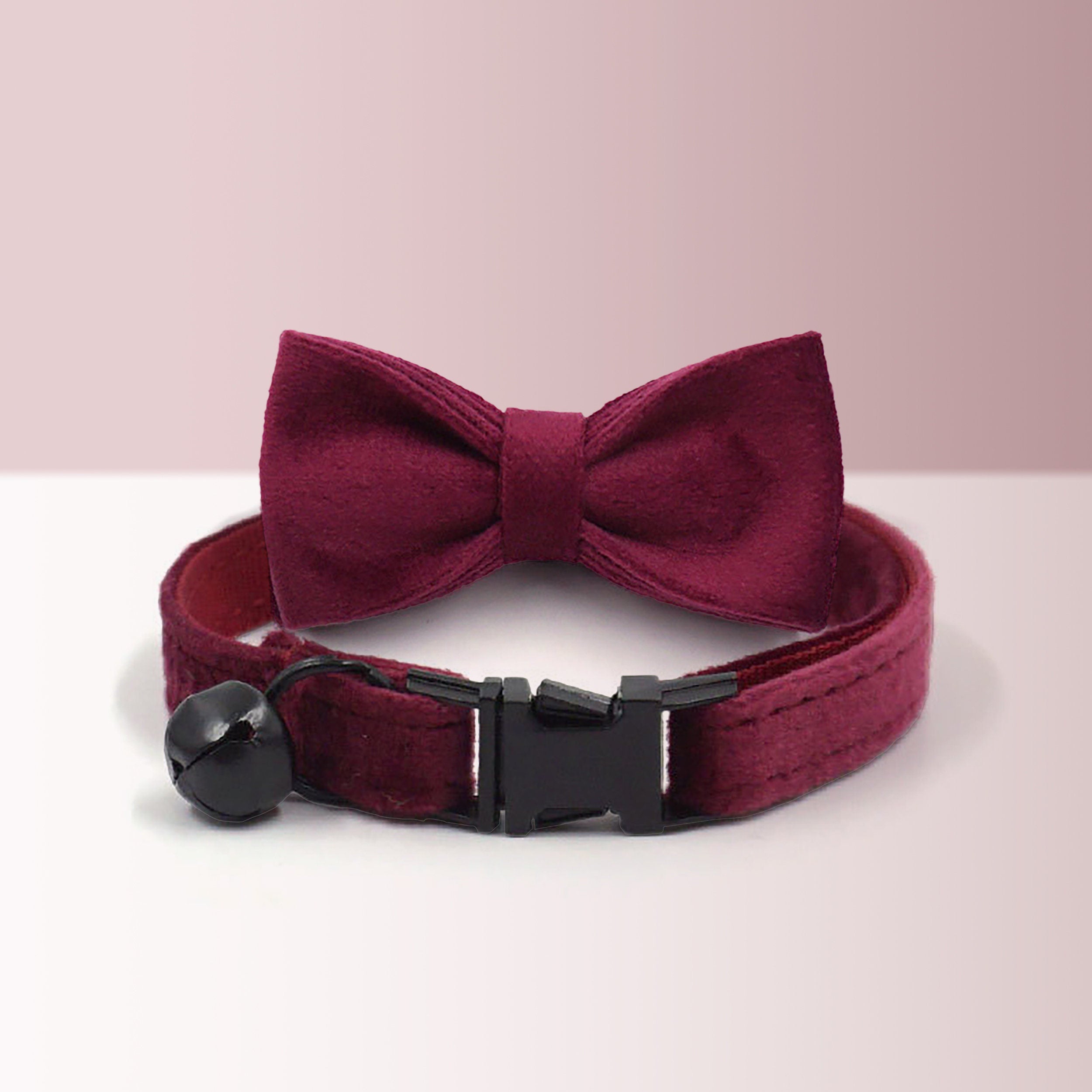 Red Cat Collar Personalized with Name for Female or Male Cat and Small Dog with Bell or Bow Tie in Pink, Dust Pink, Airtag for Cat Collar