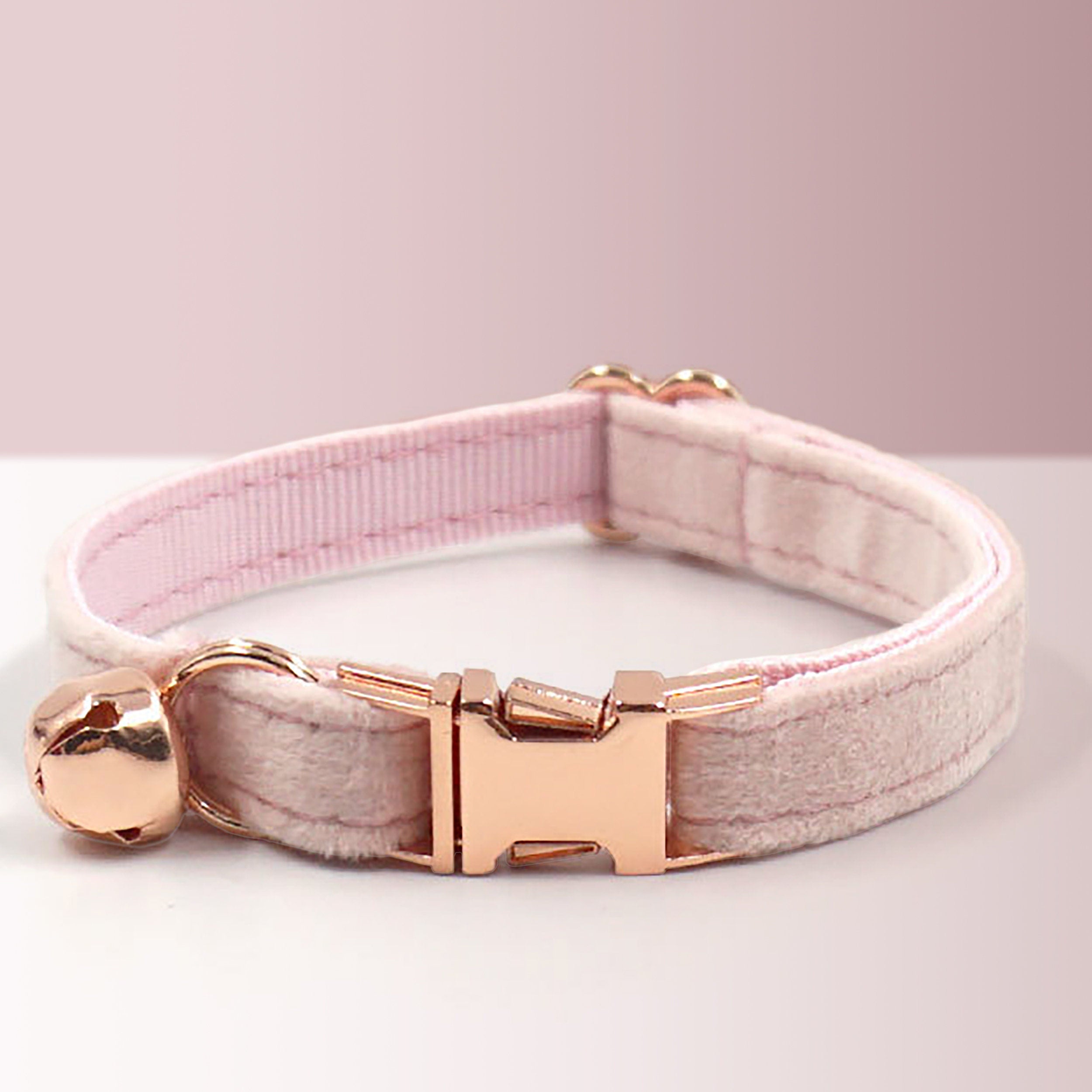 Red Cat Collar Personalized with Name for Female or Male Cat and Small Dog with Bell or Bow Tie in Pink, Dust Pink, Airtag for Cat Collar