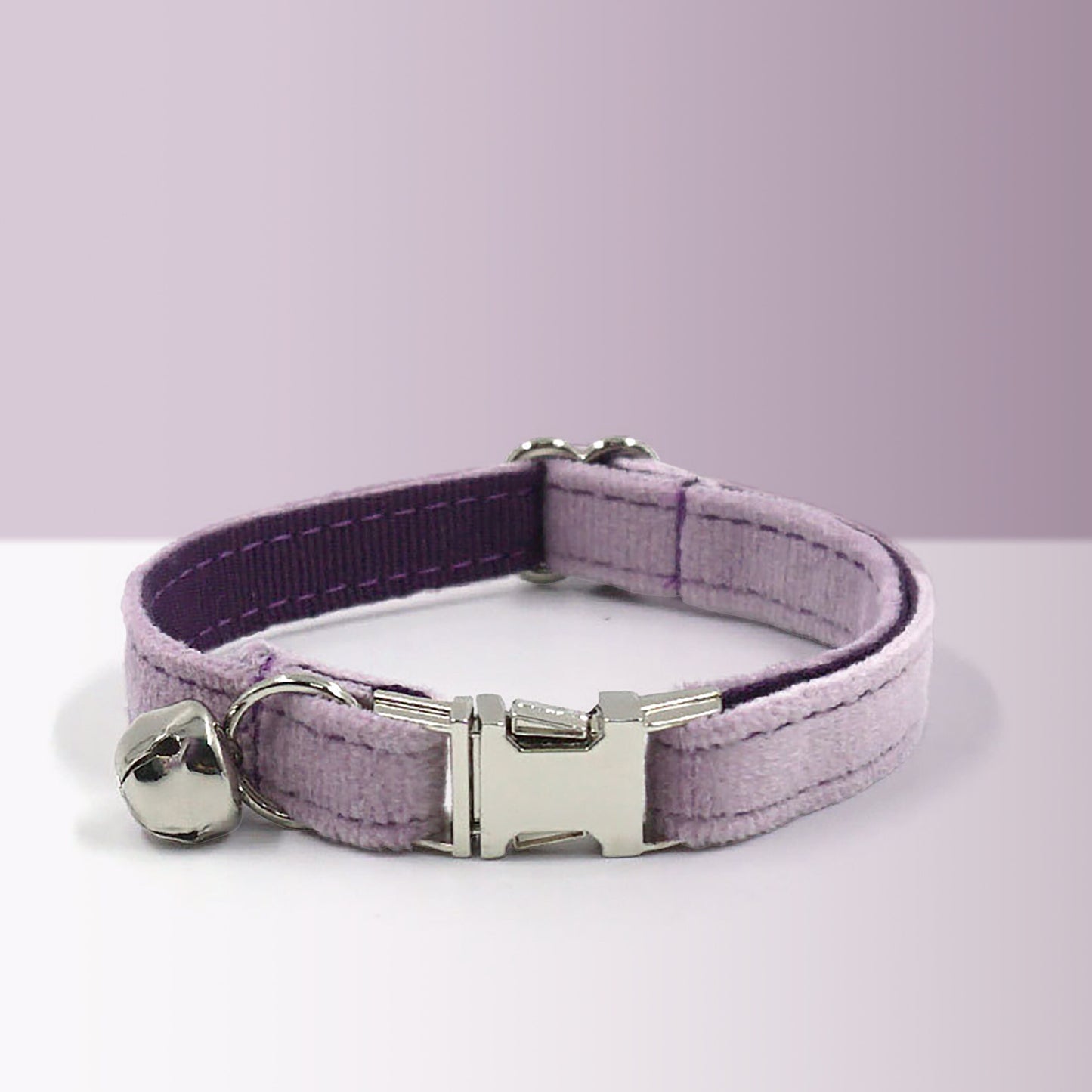 Purple Cat and Small Dog Collar Bow Tie Set, Custom Engraved Kitten Puppy Name Tag, Bell, Light Purple, Royal Purple