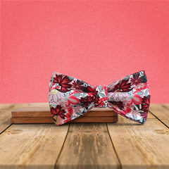 Dog Collar, Cat Collar, Red Floral Cotton Nylon Mix Fabric Custom Pet Collar for Boy Girl Cat, Puppy and Dog