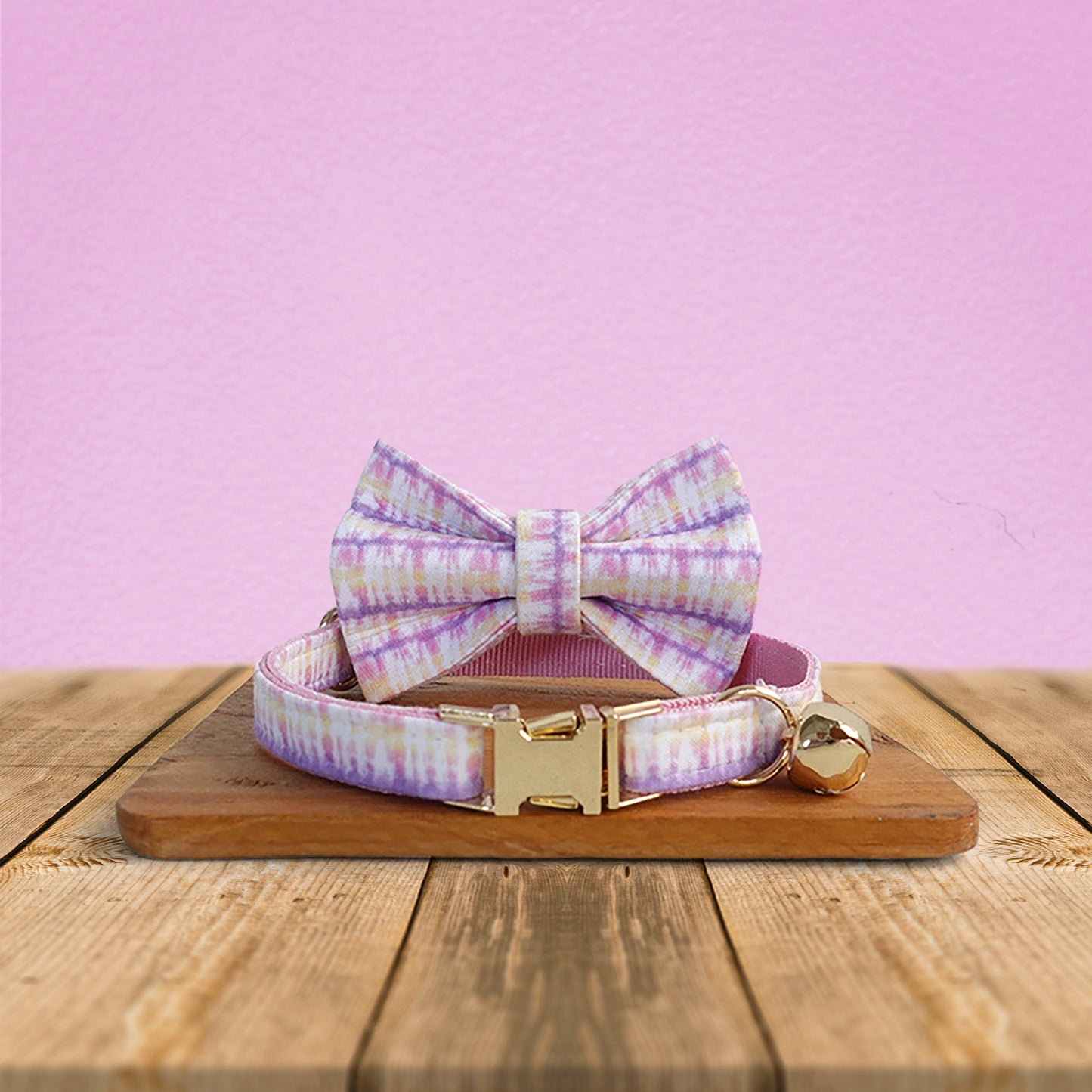 Personalised Dog Collar, Cat Collar, Pink Magic Cotton Nylon Mix Fabric Custom Pet Collar for Boy Girl Cat, Puppy and Dog, Pink Dog Collar