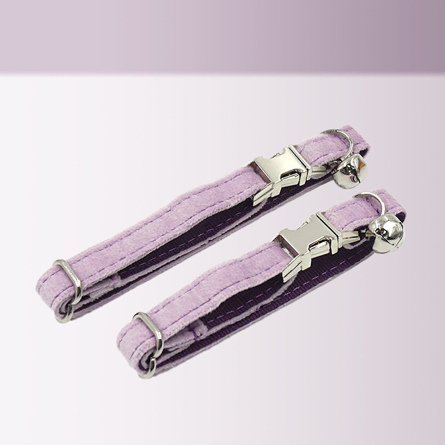 Purple Cat and Small Dog Collar Bow Tie Set, Custom Engraved Kitten Puppy Name Tag, Bell, Light Purple, Royal Purple