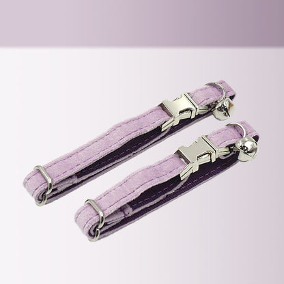 Purple Cat and Small Dog Collar Bow Tie Set, Custom Engraved Kitten Puppy Name Tag, Bell, Light Purple, Royal Purple