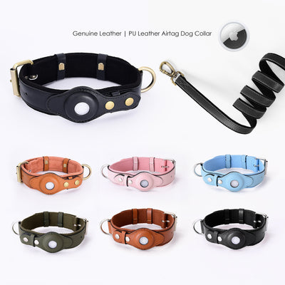 AirTag Compatible Dog Collar  Cow Leather Medium CLEARANCE