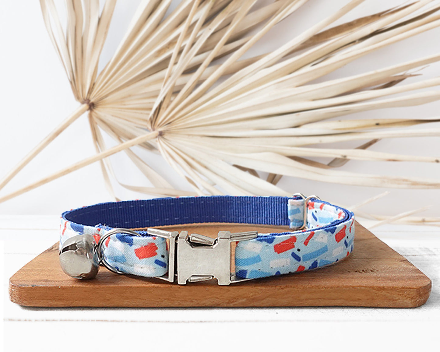 Floral Cat Puppy Collar with Bell and Quick Release Buckle, Matching Detachable Bowtie in Summer Spring Autumn Flower Pattern