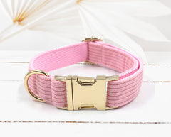 Air Tag Holder Dog Collar in Pale Pink, Carnation, Hot Pink, Burgundy Velvet or Corduroy Fabric, Bow, Lead, Poop Bag Holder, Different Combo