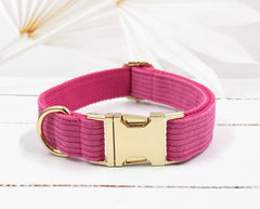 Air Tag Holder Dog Collar in Pale Pink, Carnation, Hot Pink, Burgundy Velvet or Corduroy Fabric, Bow, Lead, Poop Bag Holder, Different Combo