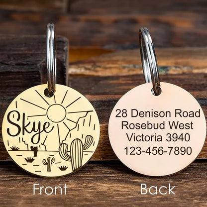 Customised Stainless Steel Pet ID Tag - Personalised with Your Pet's Name and Contact - Front and Back Engraving for Dogs and Cats