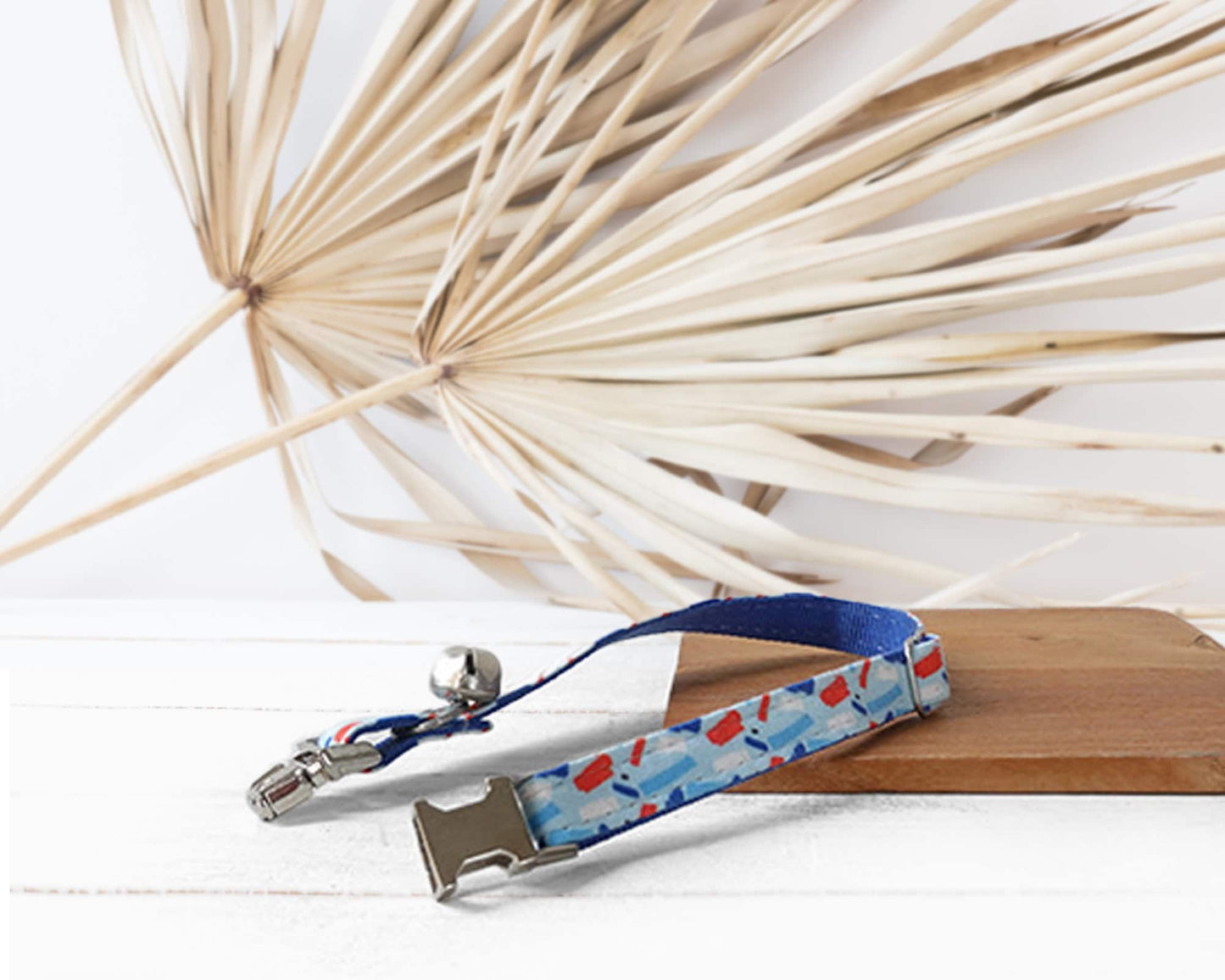 Floral Cat Puppy Collar with Bell and Quick Release Buckle, Matching Detachable Bowtie in Summer Spring Autumn Flower Pattern