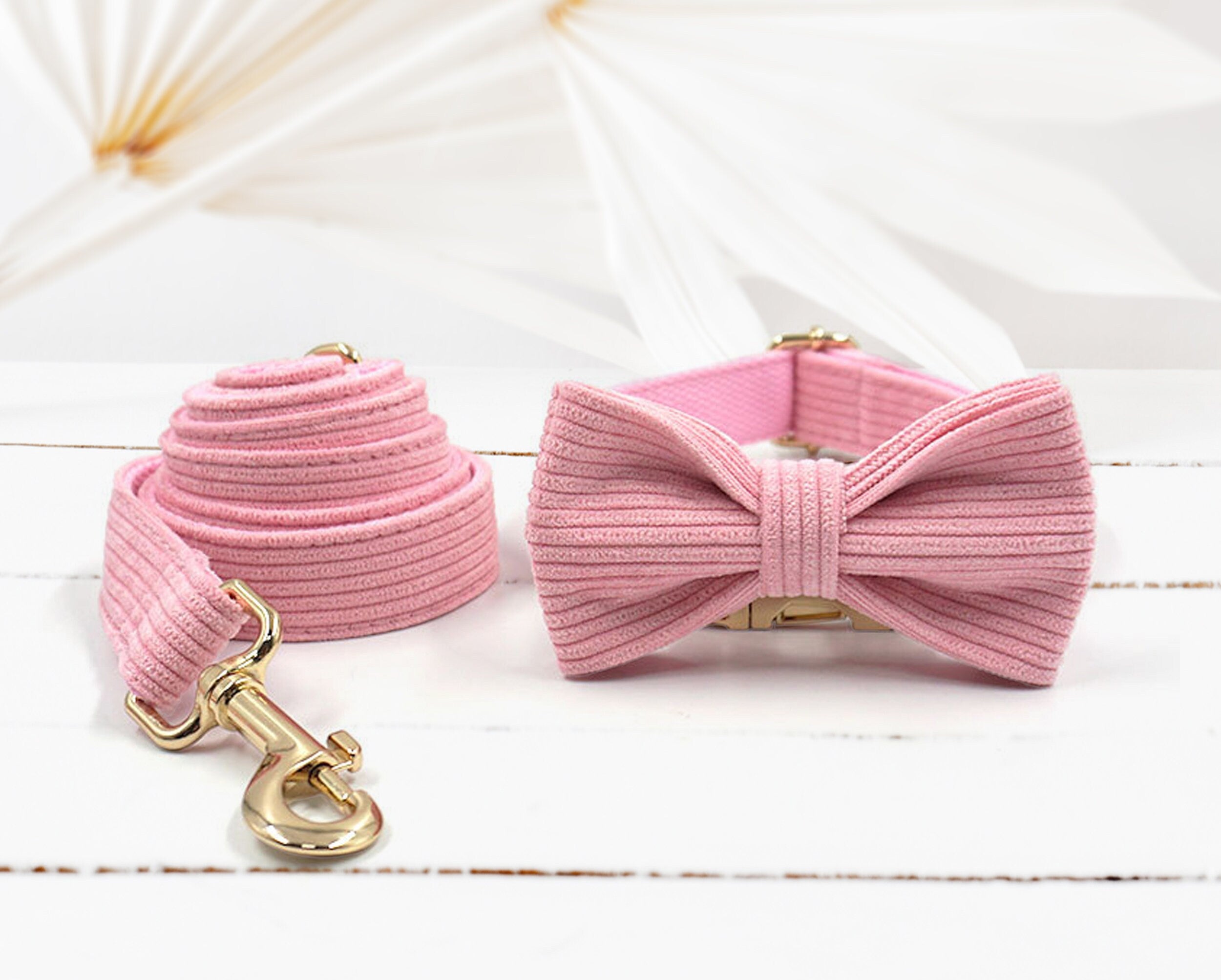 Air Tag Holder Dog Collar in Pale Pink, Carnation, Hot Pink, Burgundy Velvet or Corduroy Fabric, Bow, Lead, Poop Bag Holder, Different Combo