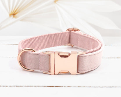 Air Tag Holder Dog Collar in Pale Pink, Carnation, Hot Pink, Burgundy Velvet or Corduroy Fabric, Bow, Lead, Poop Bag Holder