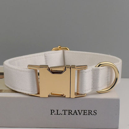 Wedding Dog Collar - Personalised with Name - Luxurious Silky White, Pink, Emerald Green or Black Collar, w/ Detachable Sailor Bowtie