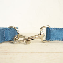 Personalized Satin Wedding Dog Collar with Name - Silver, Aqua, Haze Blue or Blue, Detachable Bowtie