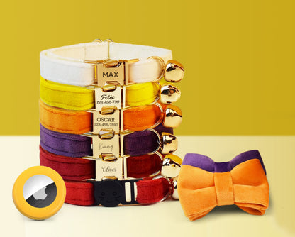 Personalised Velvet AirTag Pet Collar