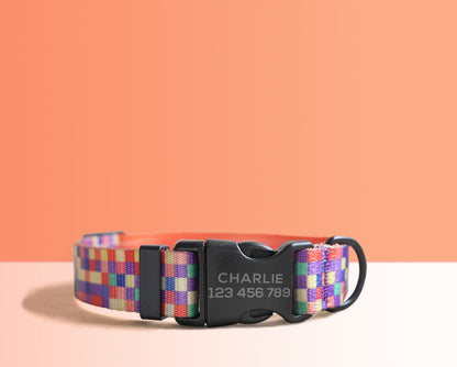 Personalised Multi-Colored Lightweight Dog Collar, Personalised Premium Dog Collar or Dog Collar and Leash Set with Matching Bowtie