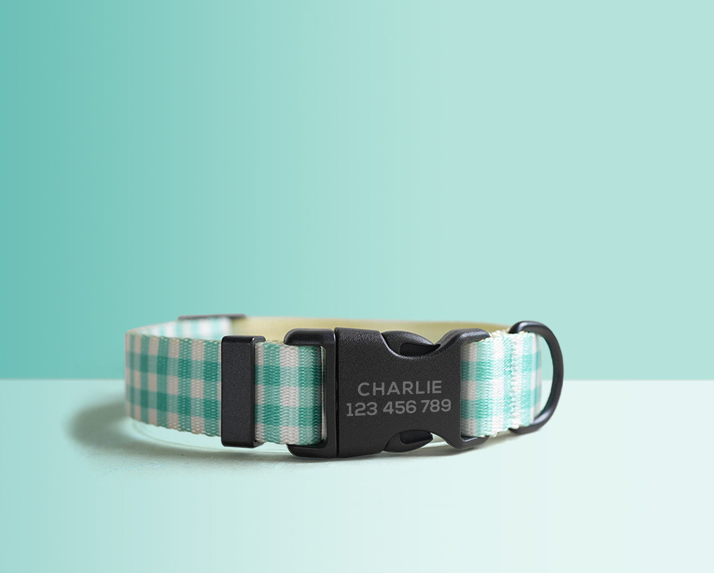 Personalised Green Plaid Lightweight Dog Collar, Personalised Premium Dog Collar or Dog Collar and Leash Set with Matching Bowtie