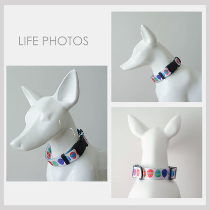 Personalised Lightweight Dog Collar, Leash, Easter Egg and Colorful Dog Collar and Leash Set with Matching Removable Bowtie