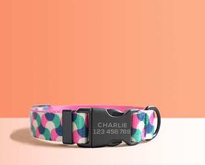 Personalised Multi-Colored Lightweight Dog Collar, Personalised Premium Dog Collar or Dog Collar and Leash Set with Matching Bowtie