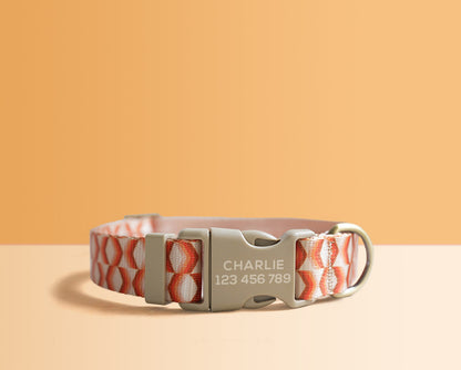 Orange Lightweight Dog Collar, Abstract Pattern Personalised Premium Dog Collar or Dog Collar and Leash Set with Matching Bowtie